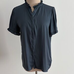 T Tahari Women's Blouse with Ruffle Trim